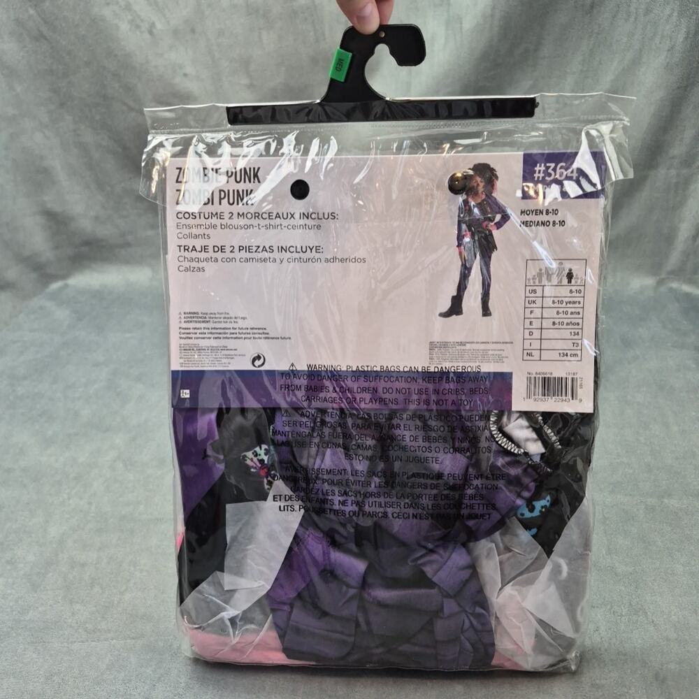 Zombie Punk Halloween Costume AMSCAN Girls Medium 8-10 2 Piece Pink Purple Black - Picture 5 of 7